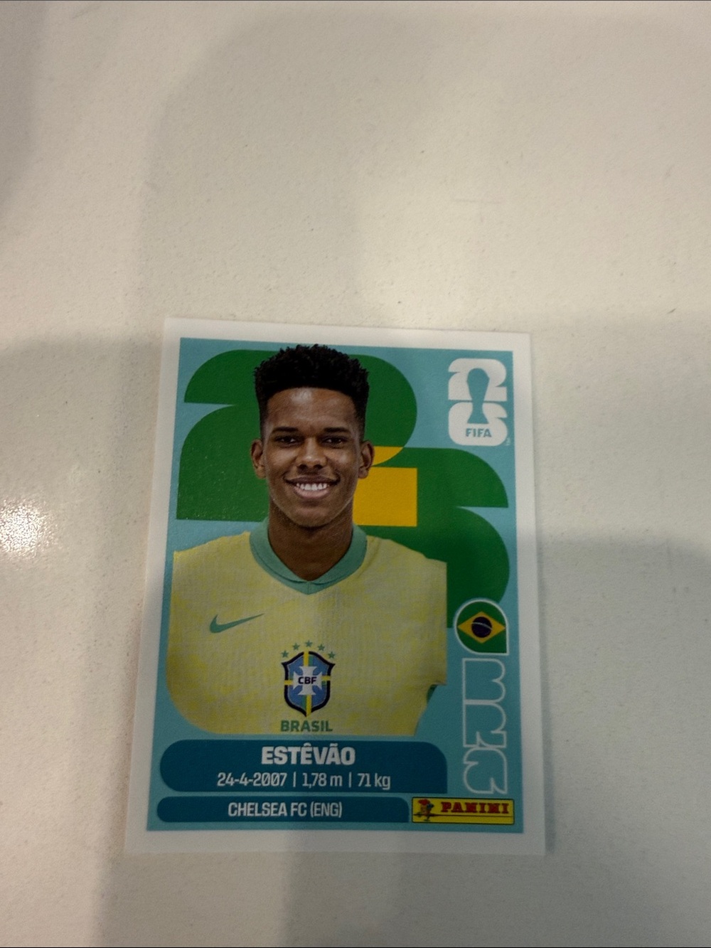 Panini Brazil Estêvão Sticker - Yellow, Green, Teal